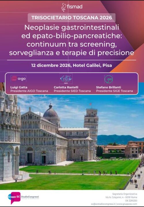 TRISOCIETARIO TOSCANA 2026 - Neoplasie gastrointestinali ed epato-bilio-pancreatiche: continuum tra screening, sorveglianza e terapie di precisione Pisa 12 dicembre 2026